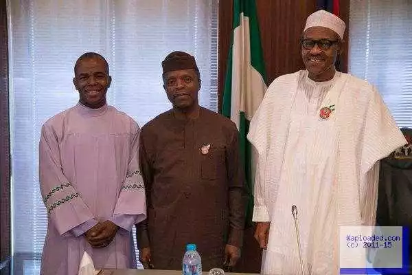 Photos: Rev. Father Mbaka Visits Buhari And Osinbajo In Abuja